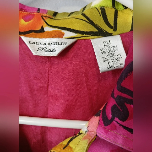 Laura Ashley petite M women's floral jacket/blazer pockets,lined,pink orange - Picture 3 of 8